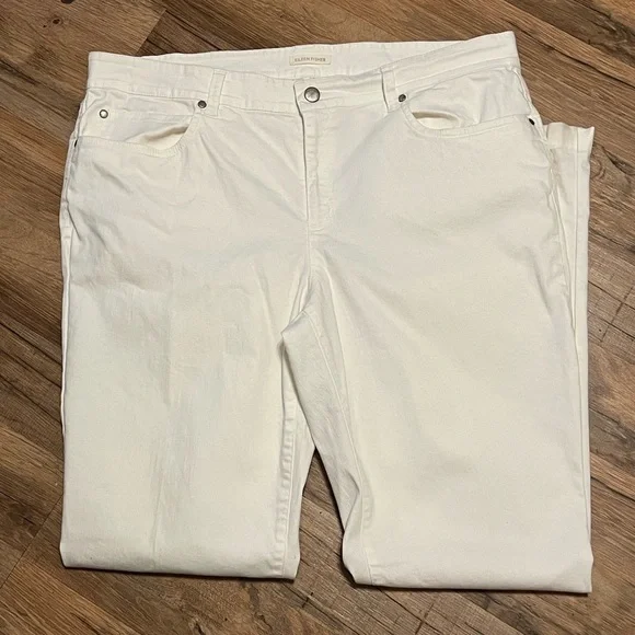 Eileen Fisher white straight leg organic cotton jeans - Picture 3 of 10